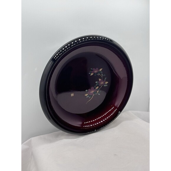 Japanese‎ Shunkei Laquer Floral Bowl Deep Red - Picture 4 of 6